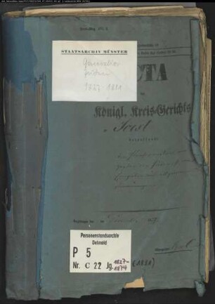 Generalakte zu den Zivilstandsregistern der Juden mit den Orten Bettinghausen, Dinker, Eickelborn, Hovestadt, Körbecke, Lohne, Oestinghausen, Ostönnen, Sassendorf, Soest, Welver und Weslarn (1827-1874)