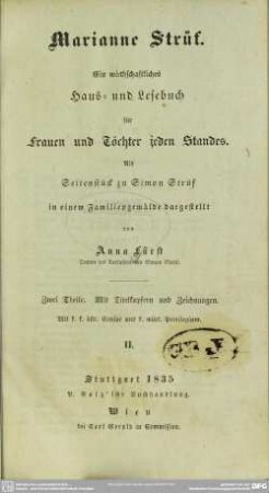 2: Marianne Strüf, ein wirthschaftliches Haus- und Lesebuch für Frauen und Töchter jeden Standes : als Seitenstück zu Simon Strüf in e. Familiengemälde dargest.