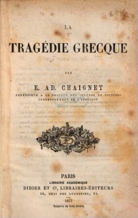 La tragédie grecque
