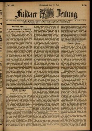 Ausgabe vom Samstag, den 17. Juli 1886.