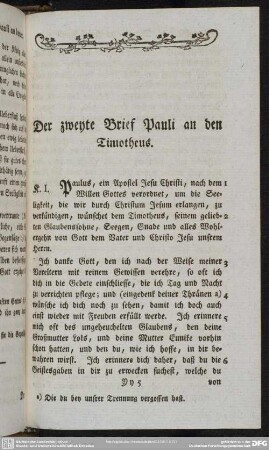 Der zweyte Brief Pauli an den Timotheus