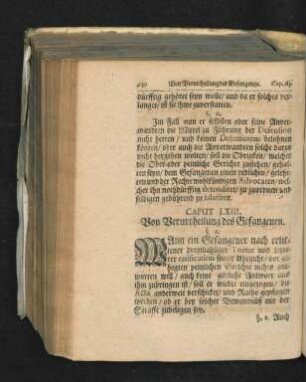 Caput LXIII. Von Verurtheilung des Gefangenen.