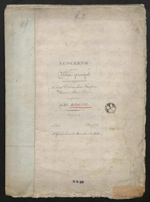 Concerto pour violon principal, op. 1