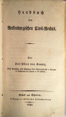 Handbuch des Mecklenburgischen Civil-Rechts