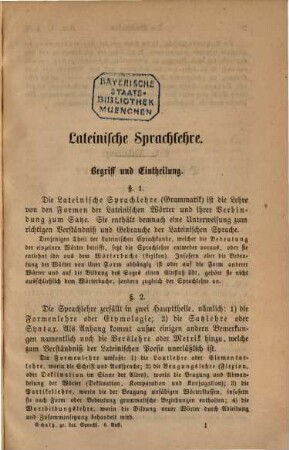 Lateinische Sprachlehre zunächst für Gymnasien bearbeitet
