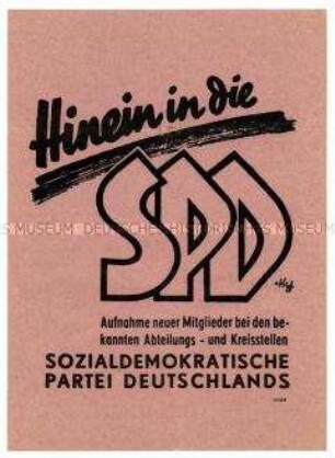 Flugblatt zur Mitgliederwerbung für die SPD