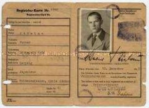 Registrier-Karte von Werner Stielau - Familienkonvolut