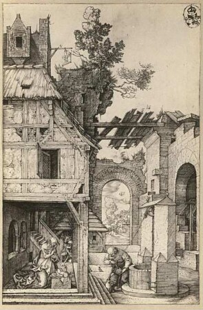 Geburt Christi : Geburt Christi. Kupferstich (vor 1528; A. Dürer). Dresden: Kupferstich-Kabinett