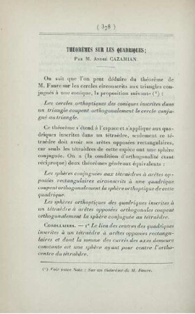 Théorèmes sur les quadriques.