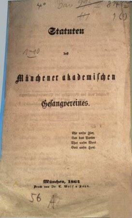 Statuten des Münchener akademischen Gesangvereines