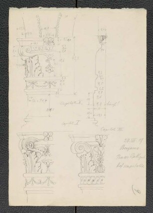 Palazzo Bassi Rathgeb zu Bergamo, Hofkapitelle, Erdgeschosssäule (mit Aufmaß)