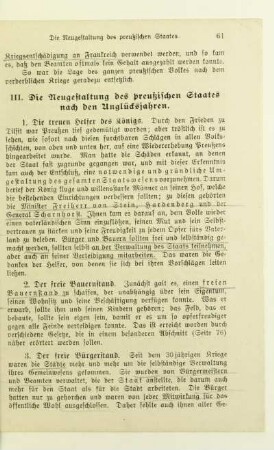 III. Die Neugestaltung des preußischen Staates nach den Unglücksjahren