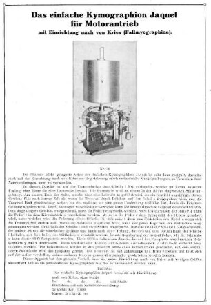Das einfache Kymographion Jaquet für Motorantrieb