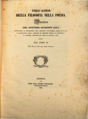 Dell'abuso della filosofia nella poesia discorso