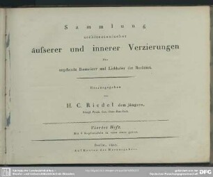 4: Sammlung architectonischer äusserer und innerer Verzierungen für angehende Baumeister und Liebhaber der Baukunst