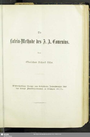 Die Latein-Methode des J. A. Comenius