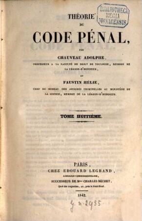 Théorie du Code pénal. 8 (1842)