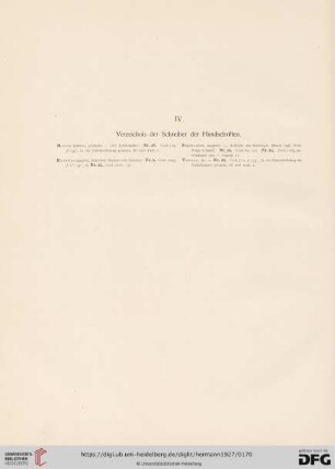 IV. Verzeichnis der Schreiber der Handschriften