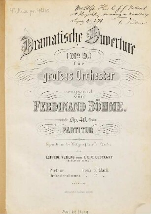 Dramatische Ouverture : (Nr. 9) ; für gr. Orchester ; op. 40