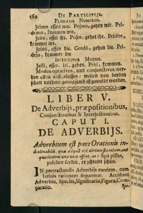 162-176, Liber V. De Adverbijs, praepositionibus, Conjunctionibus & Interjectionibus