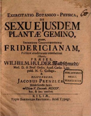 Exercitatio de sexu eiusdem plantae gemino