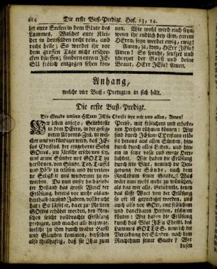 Anhang, welche vier Buß-Predigten in sich hält.