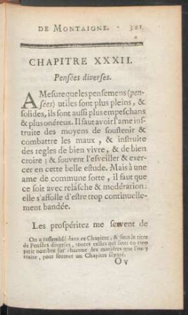 Chapitre XXXII. Pensées diverses
