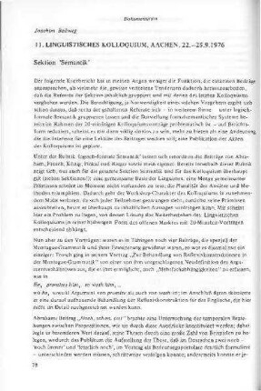 11. Linguistisches Kolloquium, Aachen, 22.-25.9.1976 : Sektion Semantik