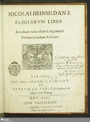 Nicolai Heinsii, Dan. F. Elegiarvm Liber