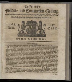 13tes Stueck, Montag den 28ten Maerz. 1768