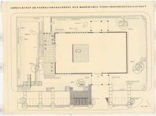 Grünflächen am Verwaltungsgebäude der Mannheimer Versicherungsgesellschaft, Mannheim: Gartenplan 1:100