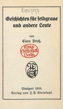 Geschichten für feldgraue und andere Leute