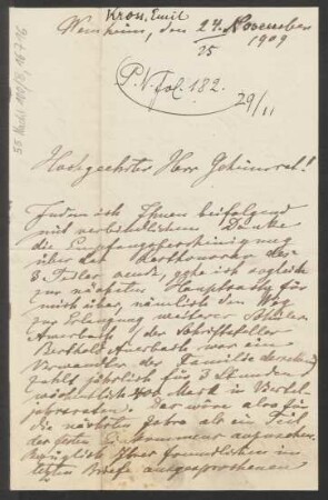 Brief an Ludwig Strecker  and B. Schott's Söhne : 24.11.1909