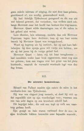 III. De nieuwe kontroleur