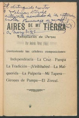 [Dedicatoria escrita a mano a Robert Lehmann-Nitsche]