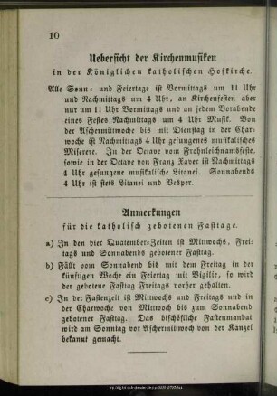 Uebersicht der Kirchenmusiken