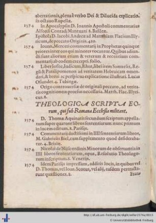 Theologica Scripta Eorum, qui sub Romana Ecclesia militant.