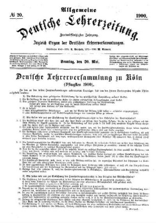 Deutsche Lehrerversammlung zu Köln (Pfingsten 1900)