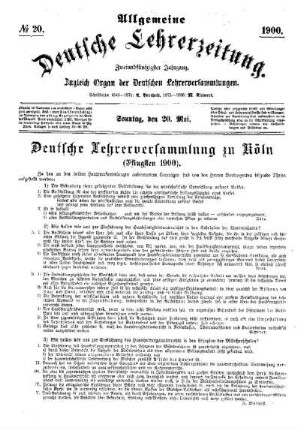 Deutsche Lehrerversammlung zu Köln (Pfingsten 1900)