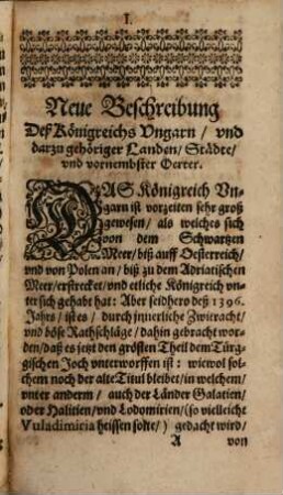 Neue Beschreibung des Königreichs Ungarn