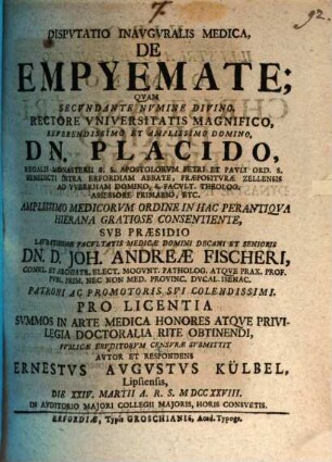 Disp. inaug. med. de empyemate