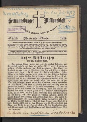 N° 9/10. September-Oktober. 1919