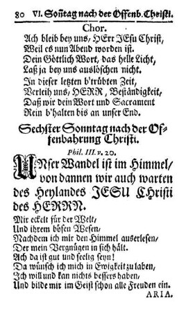 Sechster Sonntag nach der Offenbahrung Christi.