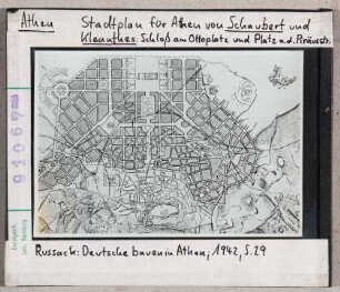 Athen: Stadtplan von Schaubert und Kleanthes, Schloss am Ottoplatz