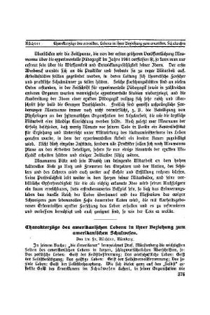 Charakterzüge des amerikanischen Lebens in ihrer Beziehung zum amerikanischen Schulwesen
