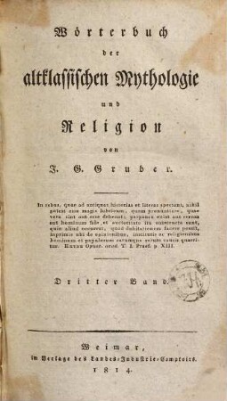 Allgemeines Mythologisches Lexicon : aus Original-Quellen bearbeitet, 2,3. Wörterbuch der altklassischen Mythologie und Religion ; 3