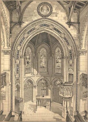 Dolmetsch, Heinrich; Reutlingen; Katharinenkirche - Innenraum (Perspektive)