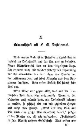 X. Bekanntschaft mit F. M. Dostojewski.