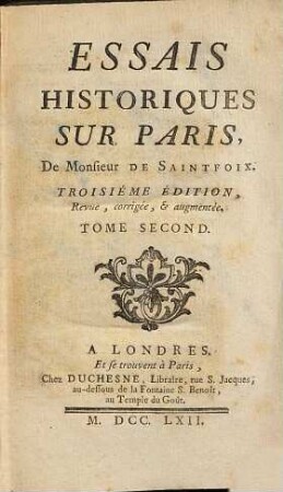 Essais Historiques Sur Paris, 2