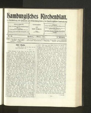 Nr. 40. Hamburg, 1. Oktober 1911. 8. Jahrgang.
